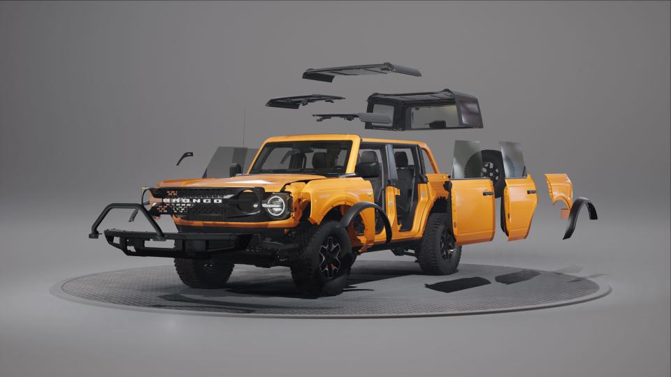 The new Ford Bronco's removable body pieces and panels.