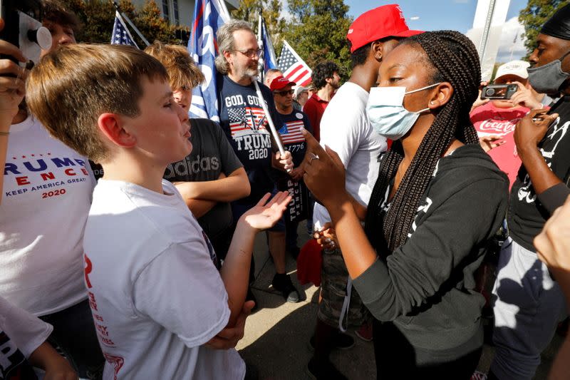 Biden and Trump supporters argue in Raleigh, North Carolina