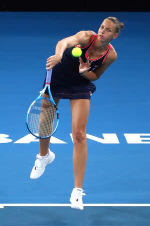 Tennis - Brisbane International - Women's Final - Pat Rafter Arena, Brisbane, Australia, January 6, 2019 Czech Republic's Karolina Pliskova in action during her match against Ukraine's Lesia Tsurenko REUTERS/Patrick Hamilton