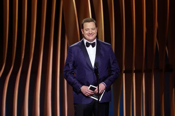 LOS ANGELES, CALIFORNIA - FEBRUARY 24: Brendan Fraser speaks onstage during the 30th Annual Screen Actors Guild Awards at Shrine Auditorium and Expo Hall on February 24, 2024 in Los Angeles, California. (Photo by Matt Winkelmeyer/Getty Images)