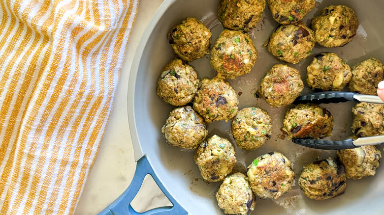 eggplant balls in a pan
