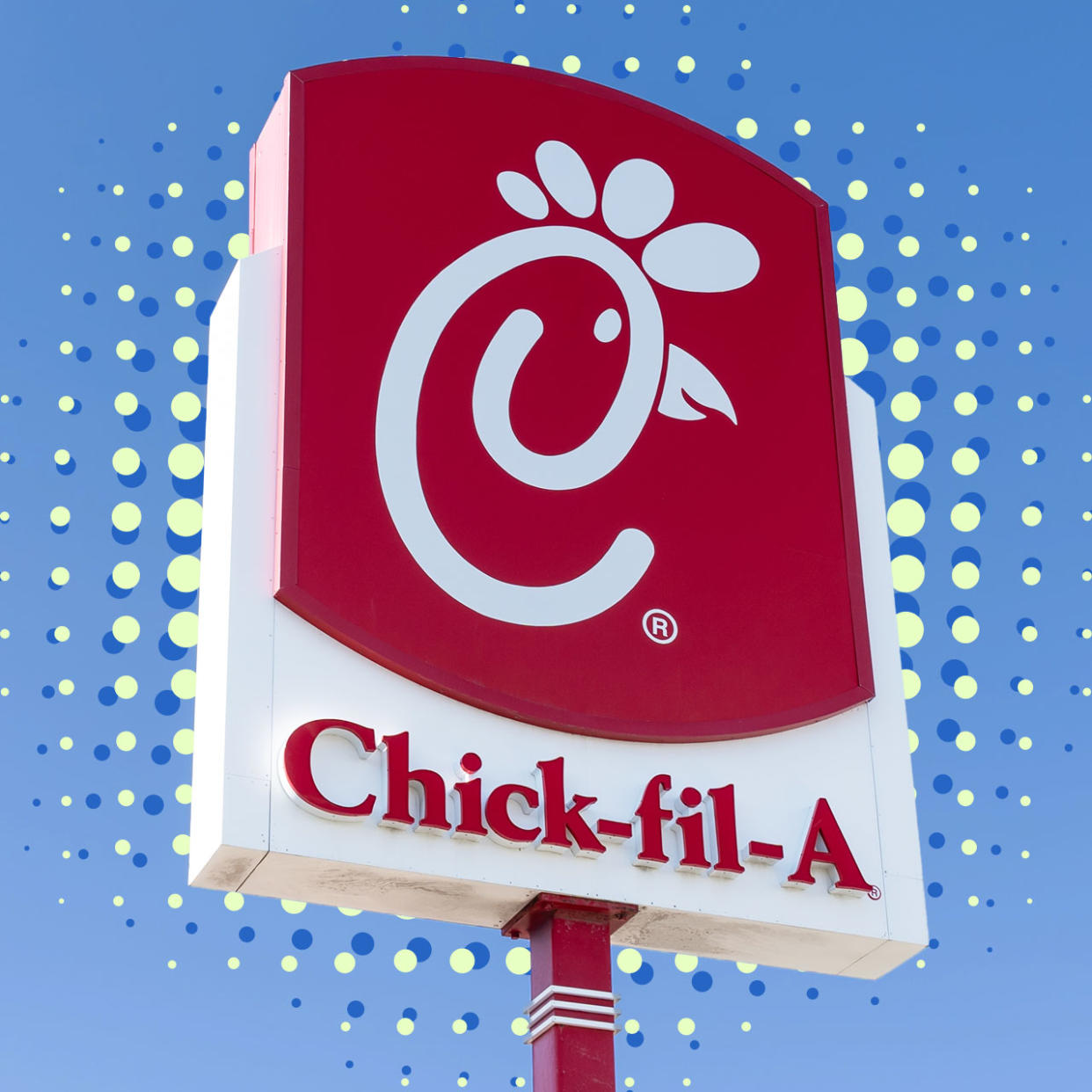 chick fil a sign with background burst