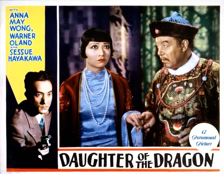 En “La hija del dragón” Anna May Wong fue la coprotagonista de Warner Oland, un actor sueco-estadounidense que a menudo encarnaba a personajes asiáticos. LMPC/Getty Images