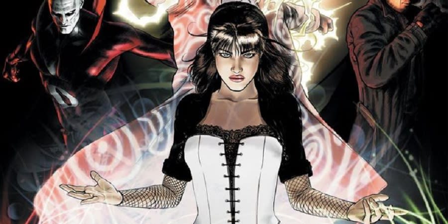 Zatanna, in her New 52 Justice League Dark costume.