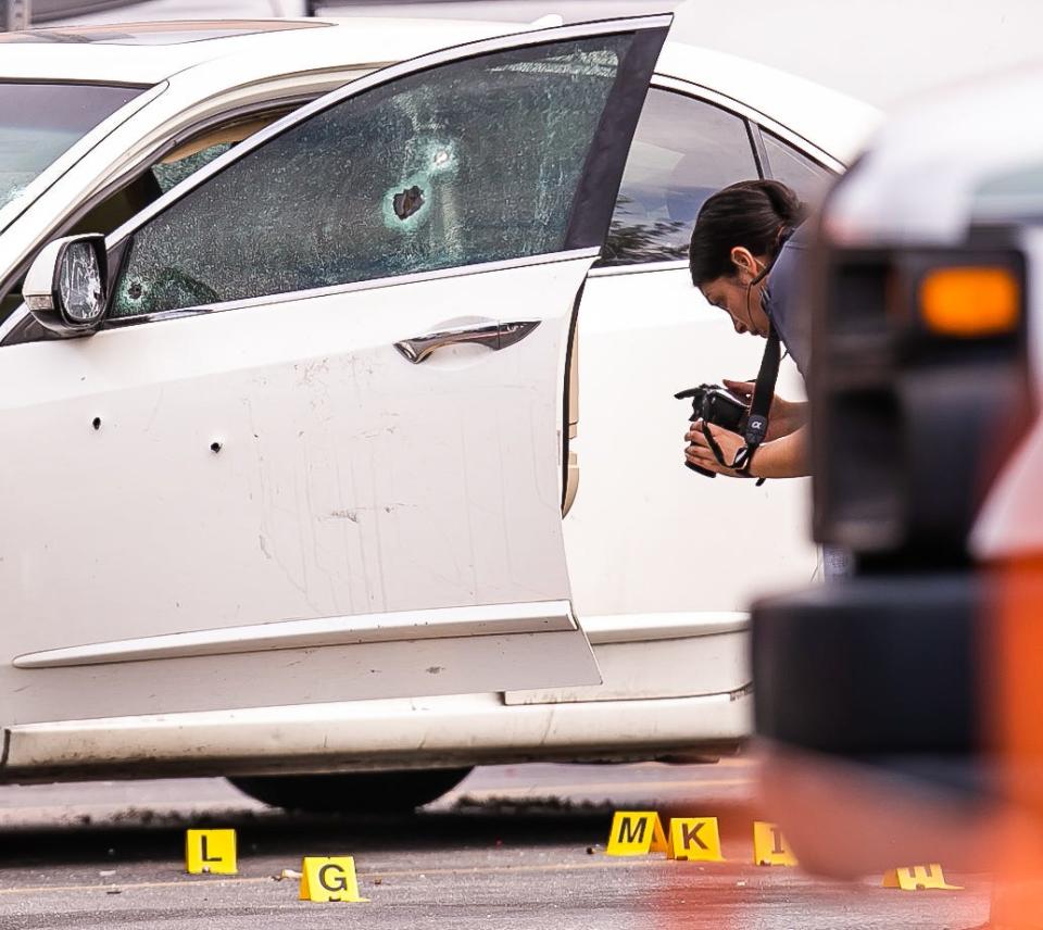 The scene of the June 3 shooting in the Home Depot parking lot.