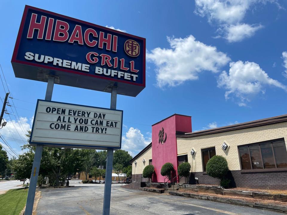 This photo shows the street view of Hibachi Grill Supreme Buffet in Athens, Ga. on Thursday, July 6, 2023. In business for more than 15 years, the building was previously home to Ryan's Steakhouse.