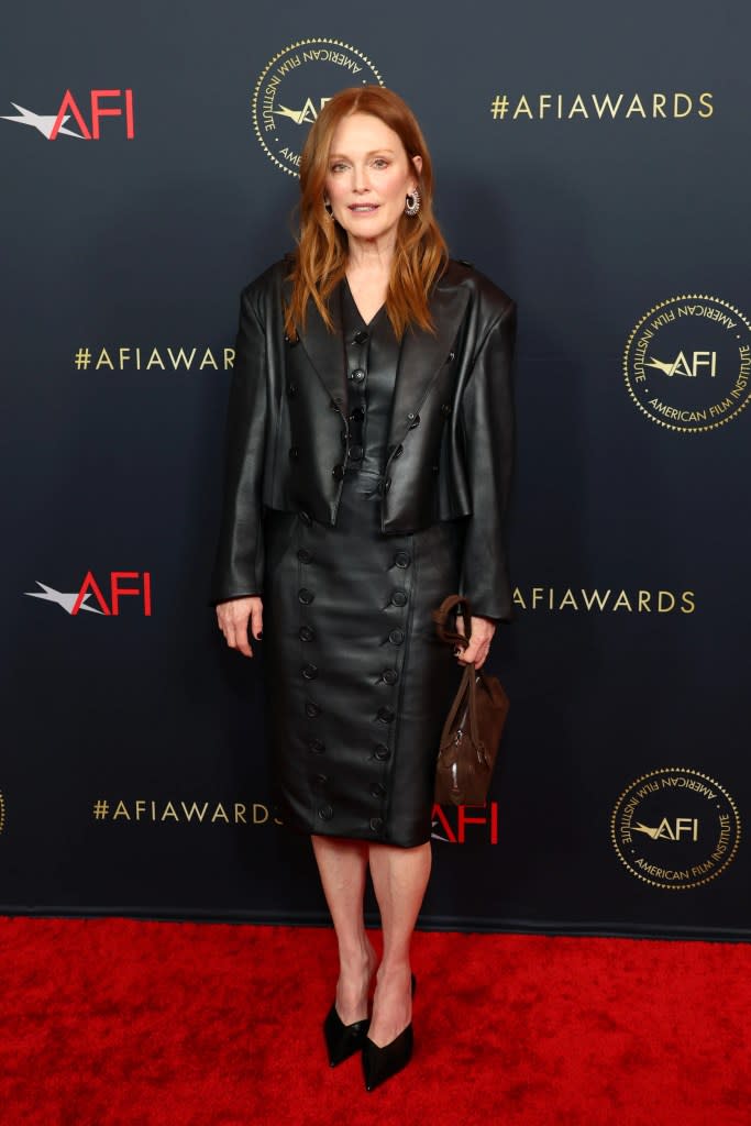 Julianne Moore attends the AFI Awards Luncheon at Four Seasons Hotel Los Angeles at Beverly Hills on January 12, 2024 in Los Angeles, California.