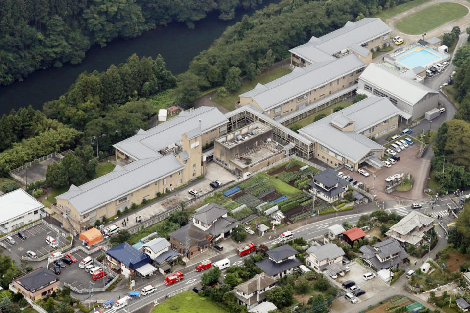 <p>Ambulance vehicles and fire trucks are seen outside a facility for the handicapped where a number of people were killed and dozens injured in a knife attack Tuesday, July 26, 2016, in Sagamihara, outside Tokyo. (Kyodo News via AP)</p>