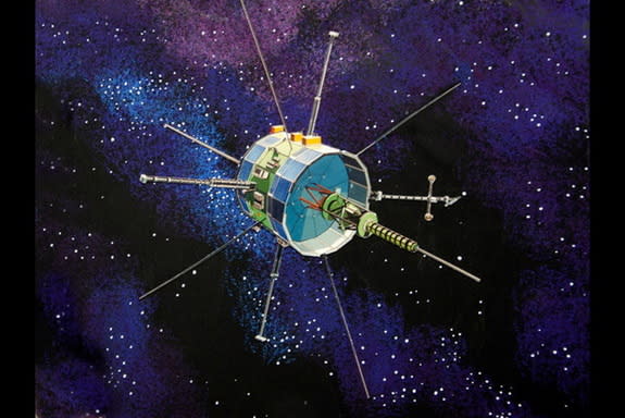 An artist's illustration of NASA's ISEE-3 spacecraft during its initial mission. (NASA)