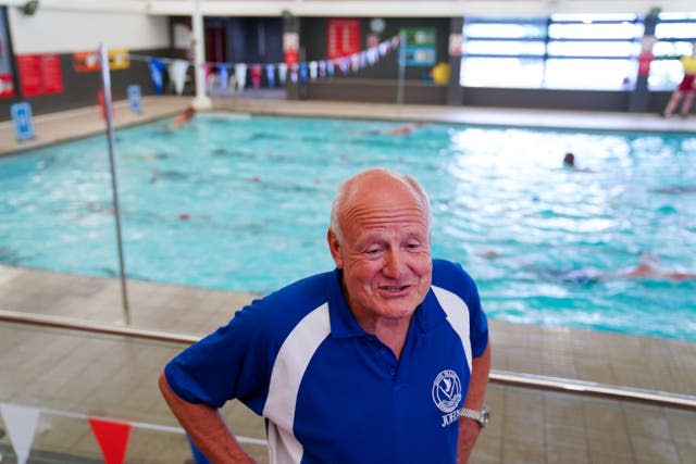 Dove Valley Swimming Club Chairman and one of Adam Peaty’s first coaches John Plant talks to the media at Uttoxeter Leisure Centre 