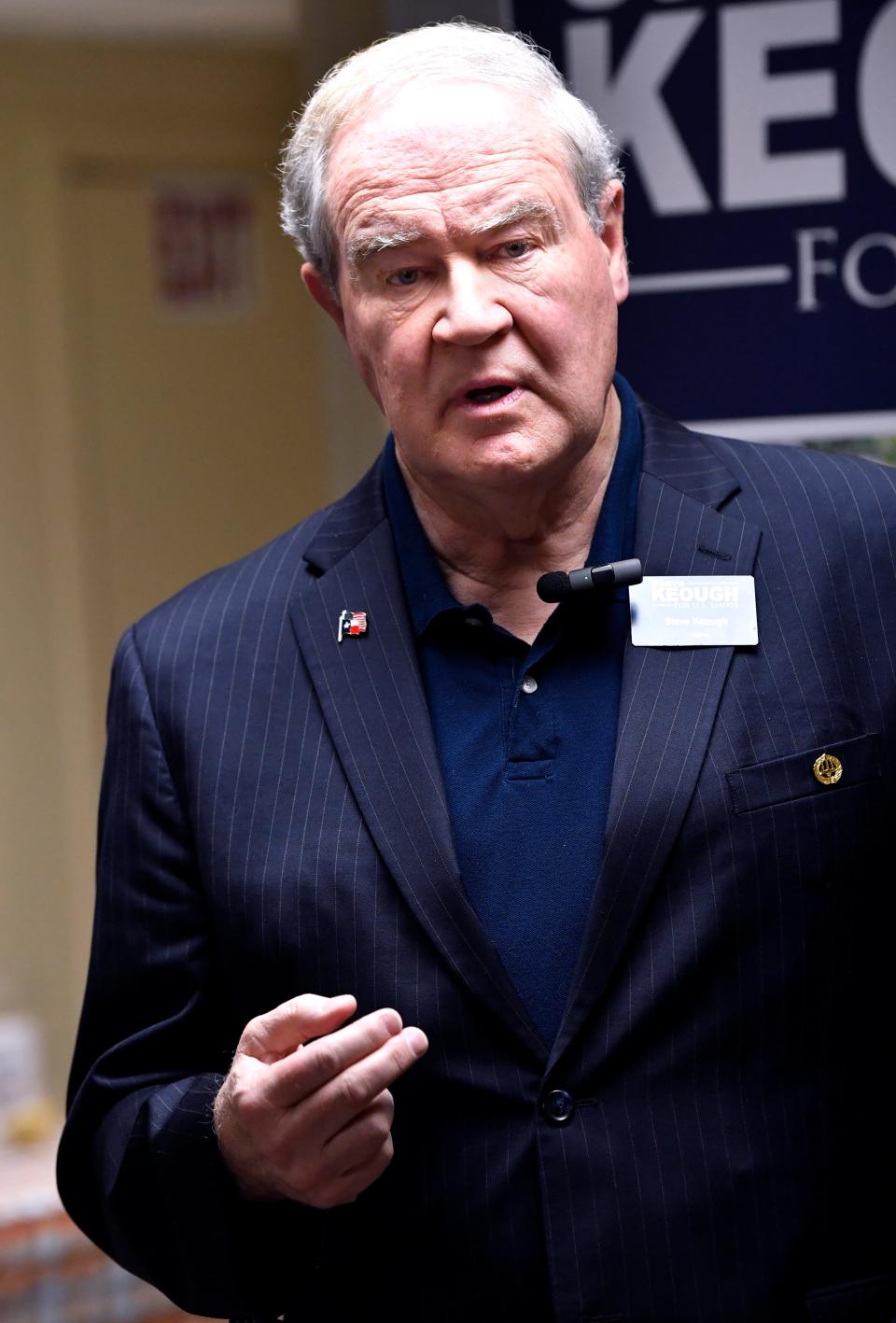 Steve Keough speaks during a press conference at the Taylor County Democratic Party’s headquarters Tuesday. Keough is hoping to secure the party’s nomination to run against U.S. Senator Ted Cruz in Nov. 2024.
