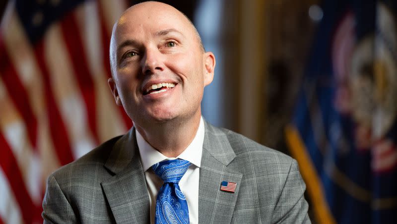 Gov. Spencer Cox speaks during an interview with the Deseret News leading up to the 2024 legislative session at the Utah Capitol in Salt Lake City on Friday, Jan. 12, 2024.