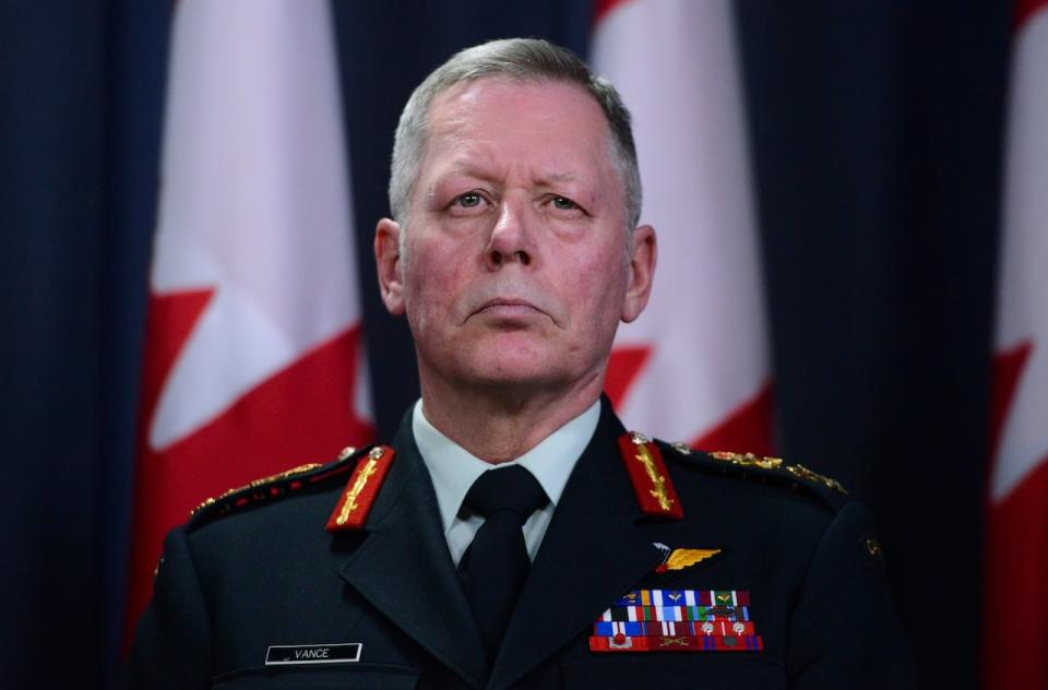 Former Chief of Defence Staff Jonathan Vance is currently under investigation by the Canadian Forces National Investigation Service over claims of an inappropriate relationship and a separate allegation of a racy email sent to a subordinate. He told Global News he denies the claims.