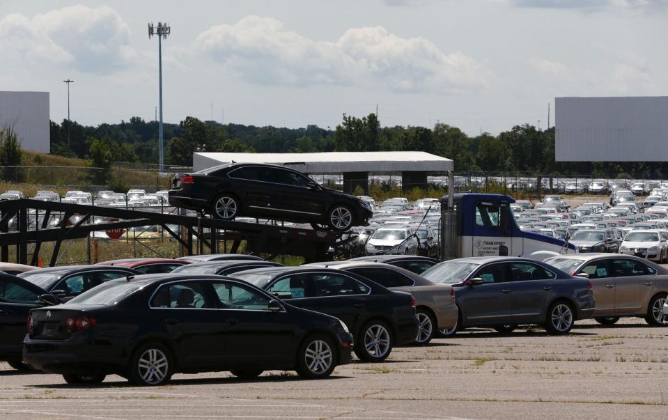 diesel volkswagen and audi vehicles that vw bought back from consumers sit in the parking lot of the pontiac silverdome