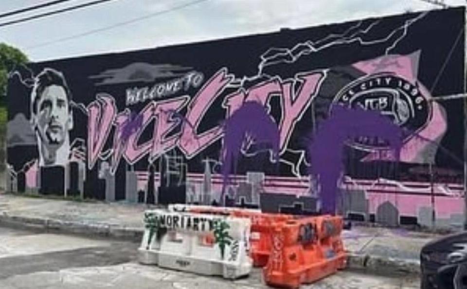 A Lionel Messi-themed mural in Wynwood painted by Chris Moramarco and other members of inter Miami’s Vice City 1896 supporters group was vandalized early Wednesday morning, July 26, 2023.