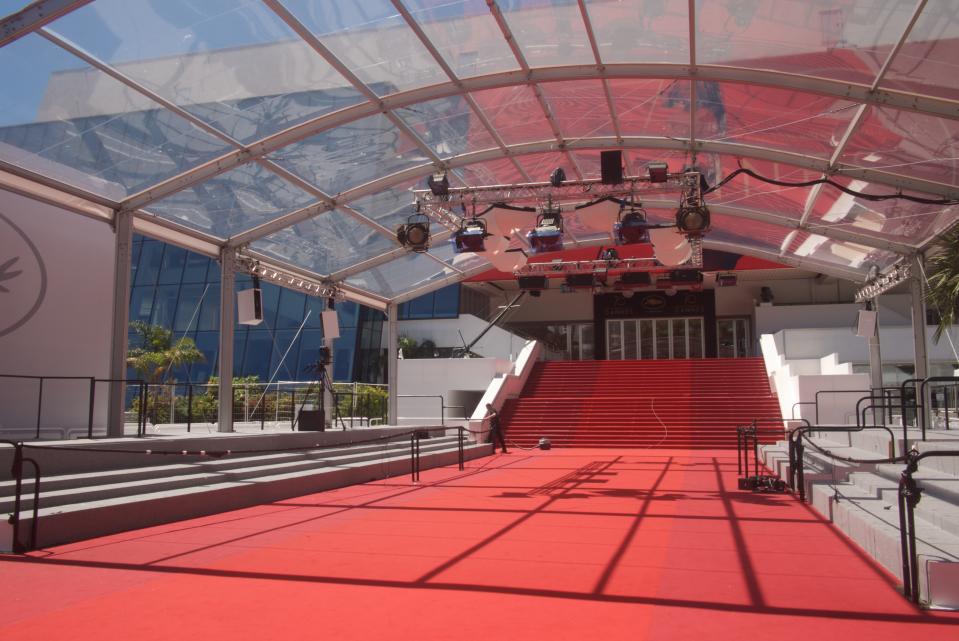 The red carpet outside the main venue of the Cannes Film Festival - Credit: Andy Lauwers/REX/Shutterstock