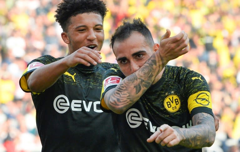 Paco Alcacer has scored seven goals in just four games for Borussia Dortmund while England winger Jadon Sancho has claimed four goals