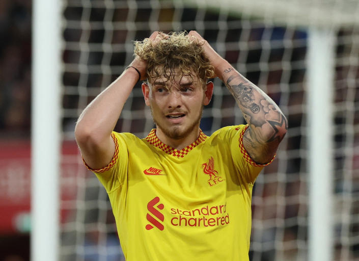 Harvey Elliott de Liverpool reacciona después de perder la oportunidad de anotar. (Foto: Reuters/Ian Walton)