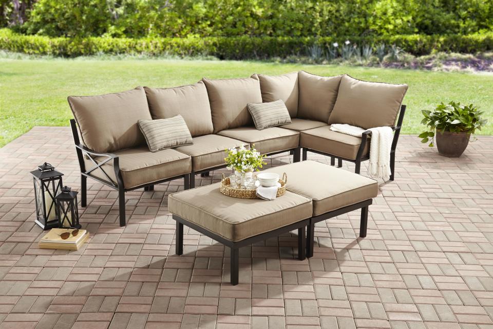 Mainstays Sandhill 7-Piece Outdoor Sofa Sectional Set. (Photo: Walmart)