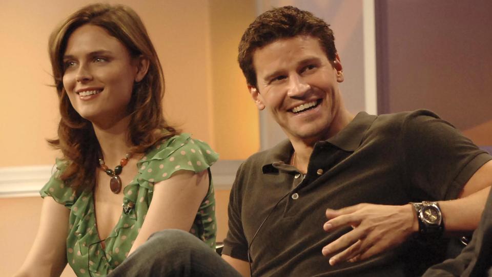 David Boreanaz with his 'Bones' co-star, who plays Temperance Brennan, 2005