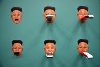 Un stand de conectores USB con caras de Kim Jong-un que se vio en el evento anual South by Southwest de Austin, Texas (Estados Unidos), el 11 de marzo.