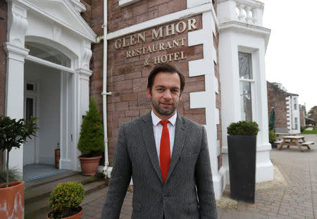 Emmanuel Moine, the manager of Glen Mhor Hotel, poses for a photograph in Inverness, Scotland, Britain March 8, 2019. Picture taken March 8, 2019. REUTERS/Russell Cheyne