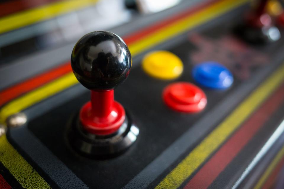 joystick of a vintage arcade videogame