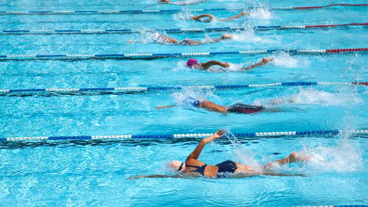 Women swimmers at swim meet