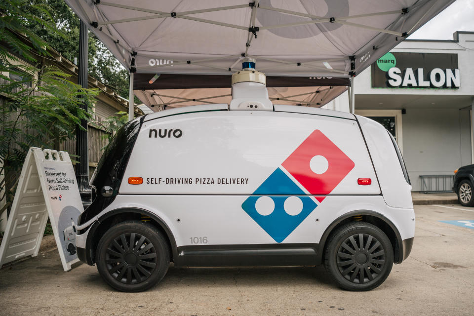 A Domino's Pizza self-driving delivery vehicle in Houston, Texas. (Getty Images)