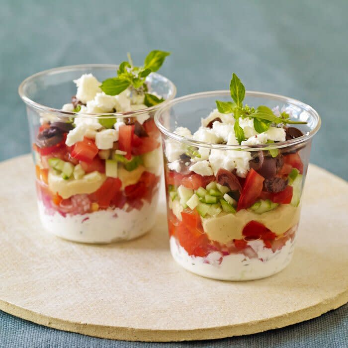 Individual Spicy Greek Layered Dips