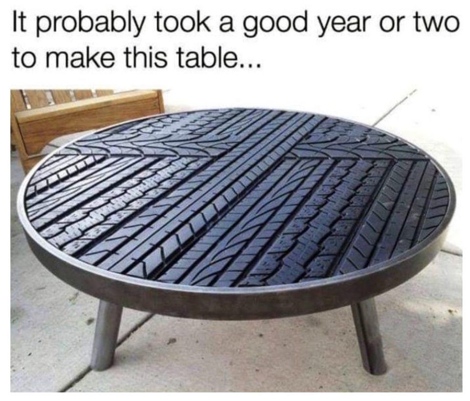 a tire-tread table