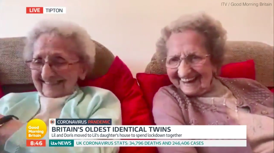 Britain's oldest twins have brought laughter to the GMB studio (ITV/Good Morning Britain)