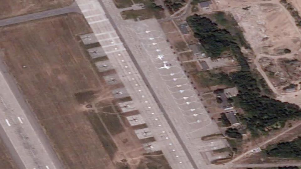Two planes linked to Wagner CEO Yevgeny Prigozhin landed at a Belarusian airbase outside of Minsk on Tuesday morning, according to a satellite image from BlackSky. - Courtesy BlackSky