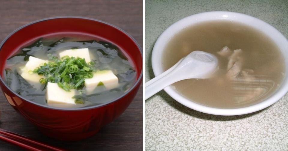 <p>The photo collages shows Four-Herbal Soup (right) and miso soup with tofu (right). (Courtesy of PhotoAC / 維基百科 Wikipedia)</p>
