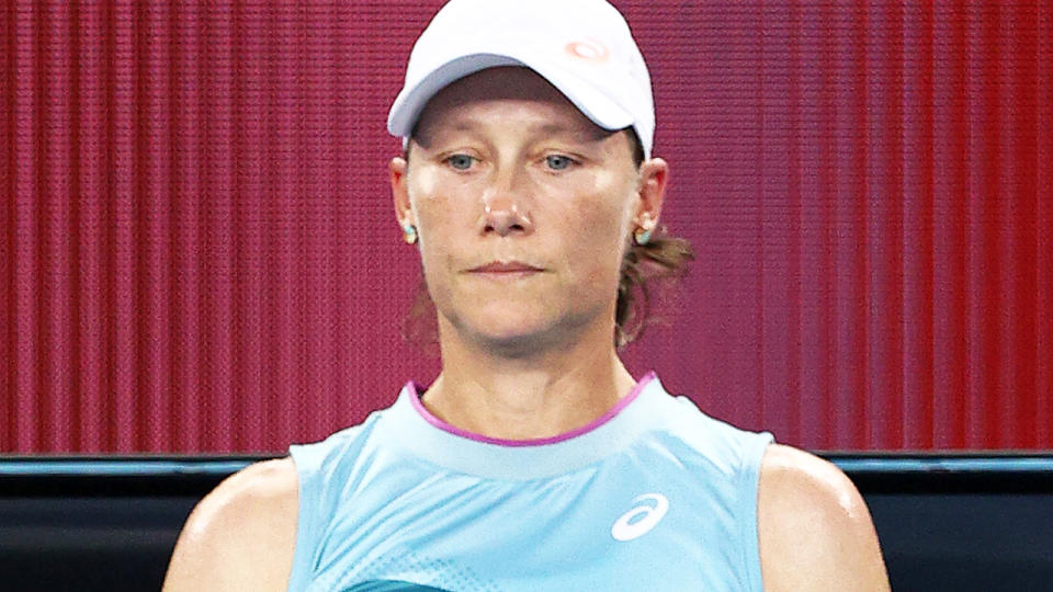 Sam Stosur, pictured here during her match against Jessica Pegula at the Australian Open.