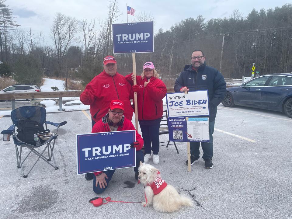 New Hampshire residents like Gary Karibian, right, and Bobby Sharon, bottom left, show they can coexist despite their political differences.