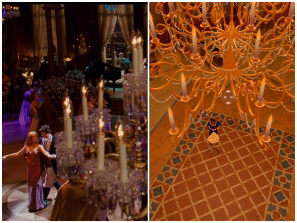 chandeliers in enchanted and beauty and the beast