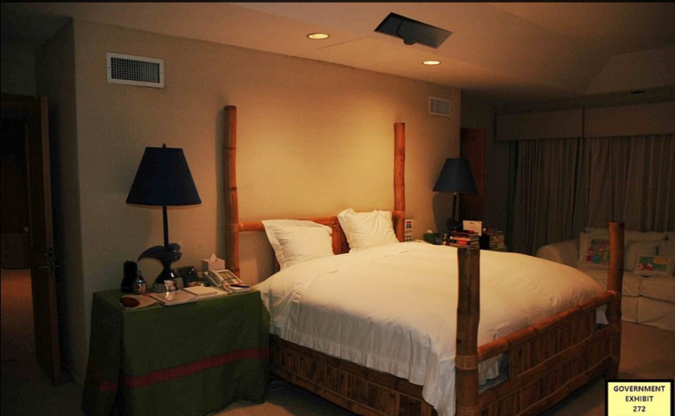 A bedroom in Jeffrey Epstein’s Palm Beach property (US District Attorney’s Office)