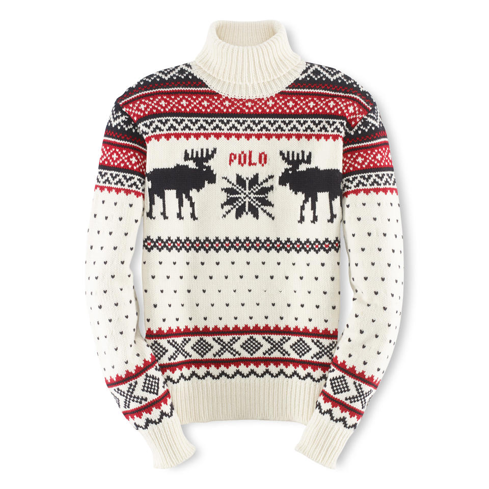 This undated product image provided by Ralph Lauren shows a reindeer turtleneck, part of the official gear of the U.S. Olympic team. Every article of clothing made by Ralph Lauren for the U.S. Olympic athletes in Sochi has been made by domestic craftsman and manufacturers. (AP Photo/Ralph Lauren)