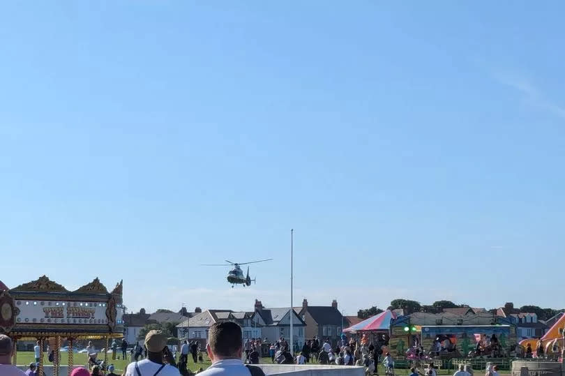 The Great North Air Ambulance landing on Whitley Bay Links