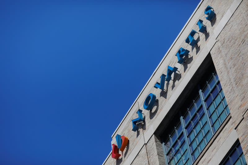 A sign marks the Novartis facility in Cambridge