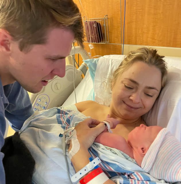 The author with her husband, Tom, and baby Jackson.