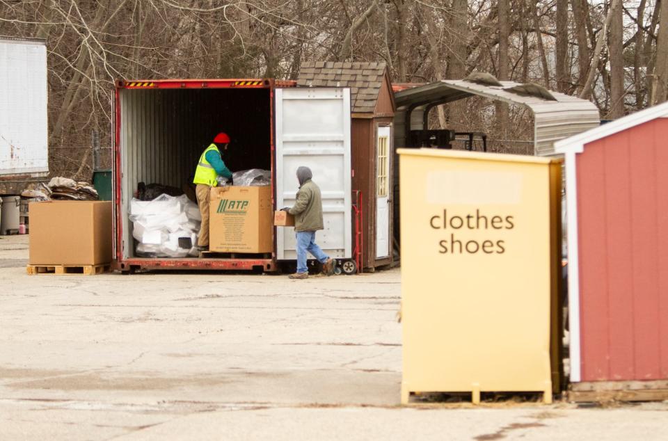 Workers store recycled materials at Recycle Livingston Wednesday, Nov. 30, 2022.