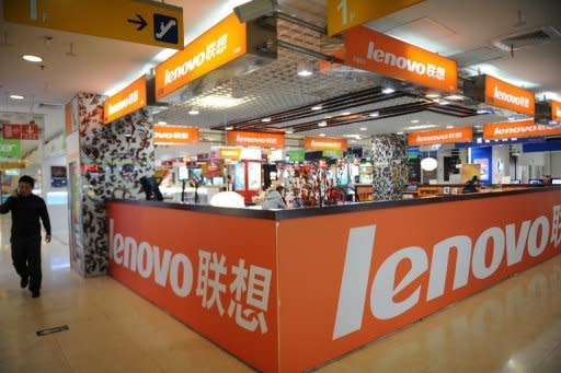A Lenovo shop is seen at a computer mall in Beijing, in 2011. Lenovo Group said on Thursday it had become the global market leader in consumer and notebook personal computers, as it posted a 13 percent rise in second-quarter net profit