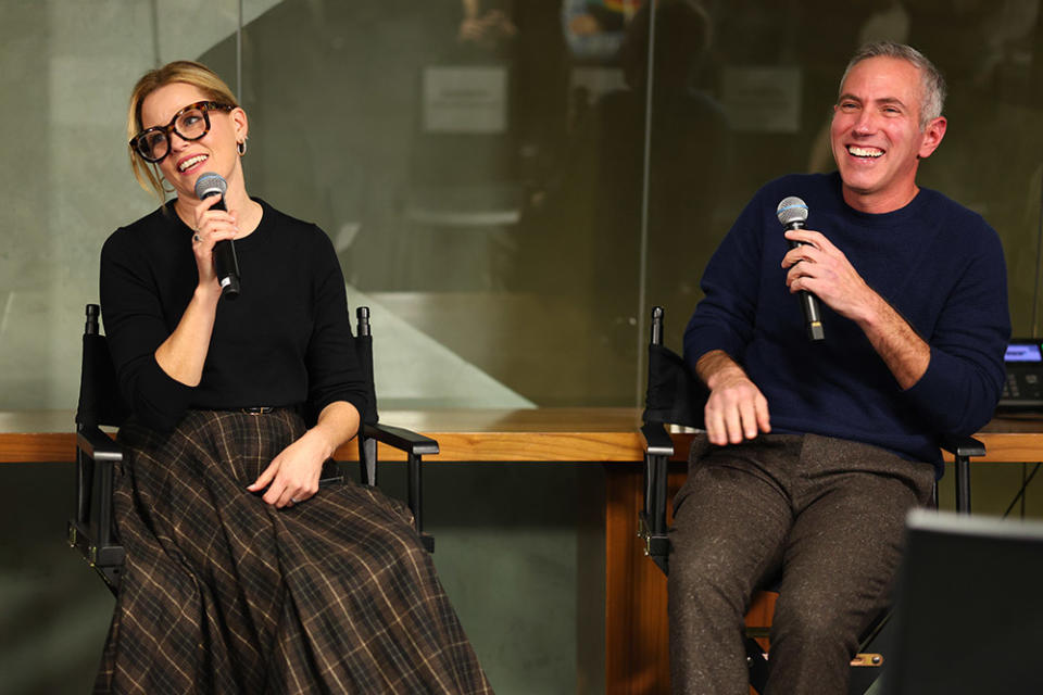 (L-R) Elizabeth Banks (moderator), Mickey Rapkin (filmmaker), at the ANNE FRANK GIFT SHOP Screening.