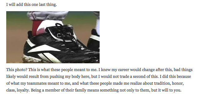 Bloody sock portion of Curt Schilling's blog letter to Kevin Durant.