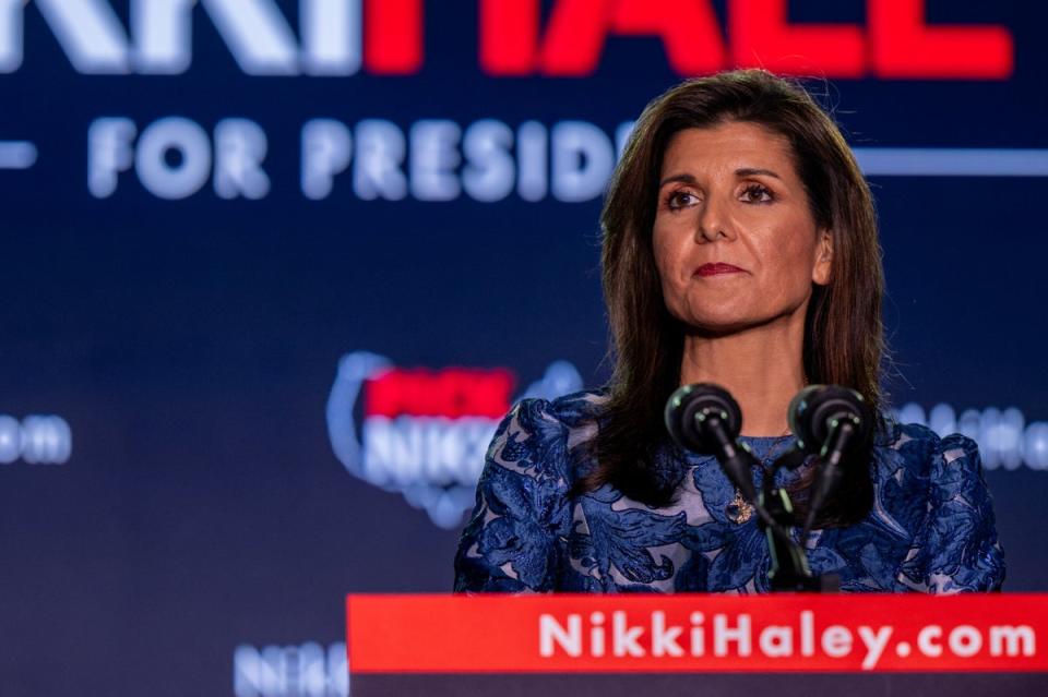 Donald Trump has labelled Nikki Haley an ‘imposter’ after she refused to pull out of the Republican election race (Getty Images)