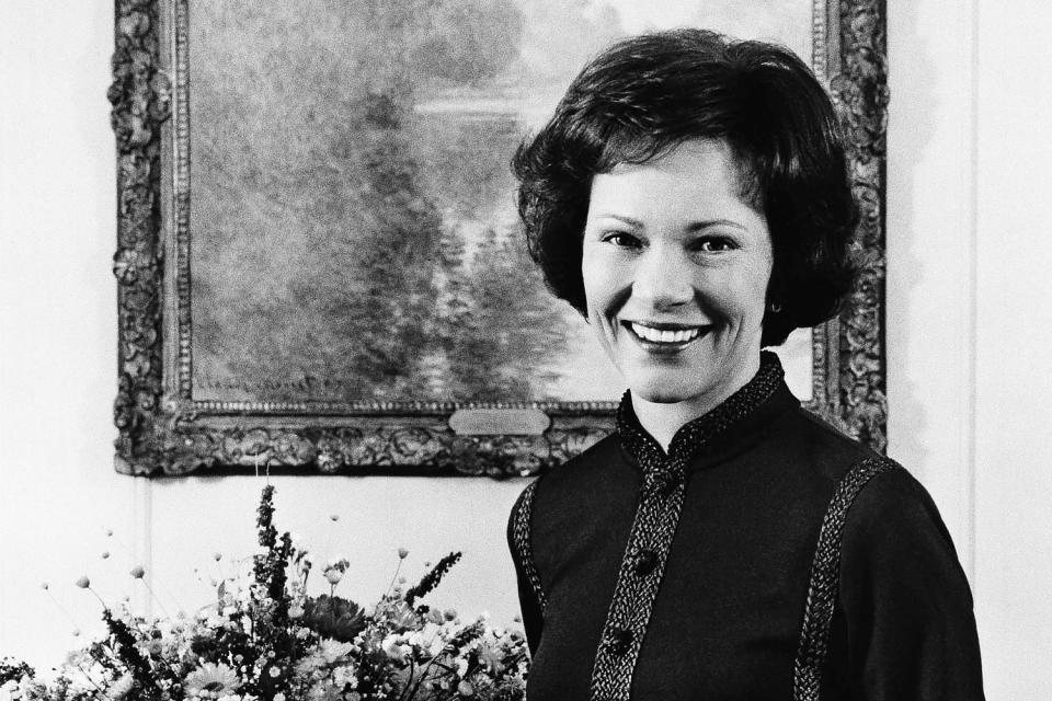 This photo provided by the White House is the official portrait of first lady Rosalynn Carter in the Vermeil Room of the White House, Feb. 18, 1977.

Rosalynn Carter,Eleanor Rosalynn Smith Carter (White House via AP file)