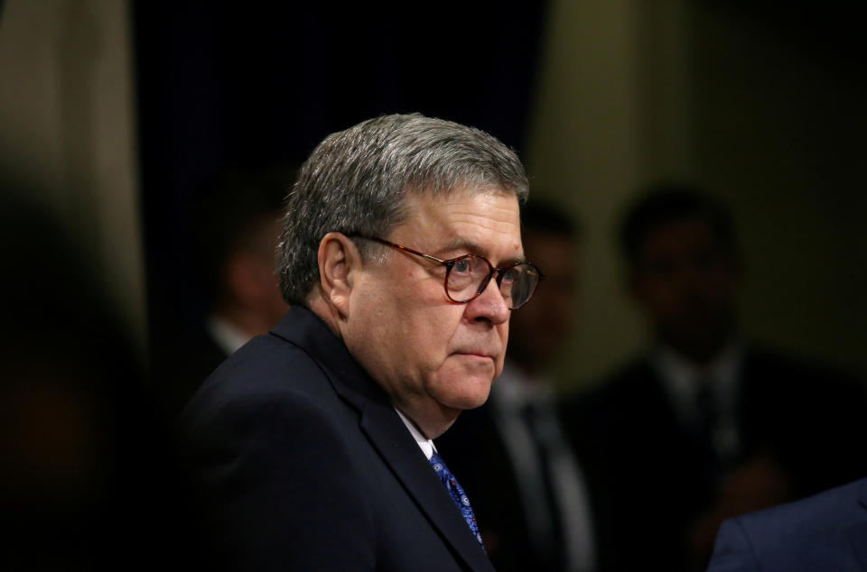 U.S. Attorney General William Barr is pictured at the U.S. Department of Justice in Washington in May. (Photo: Leah Millis/Reuters)