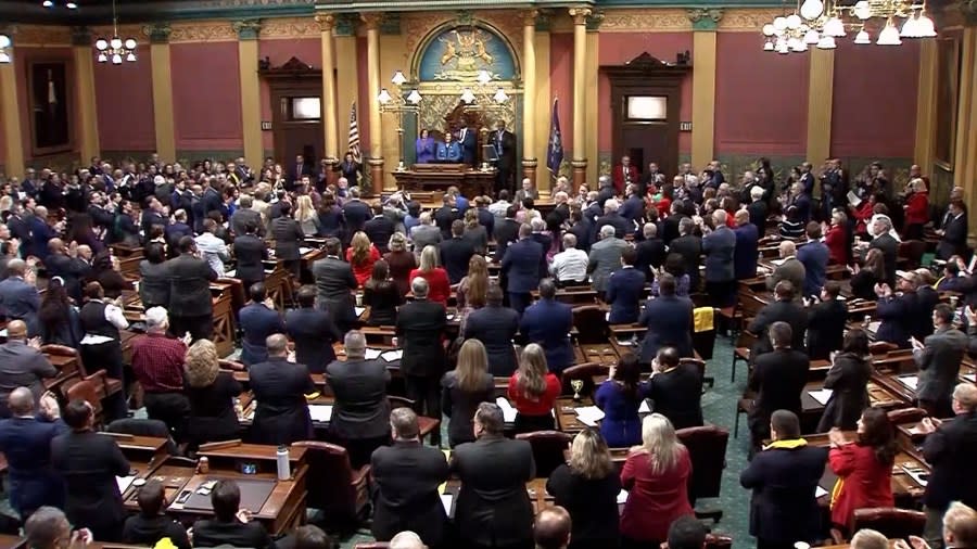 Lawmakers gather in the State Capitol for Mich. Gov. Gretchen Whitmer’s 2023 State of the State address. (FILE)